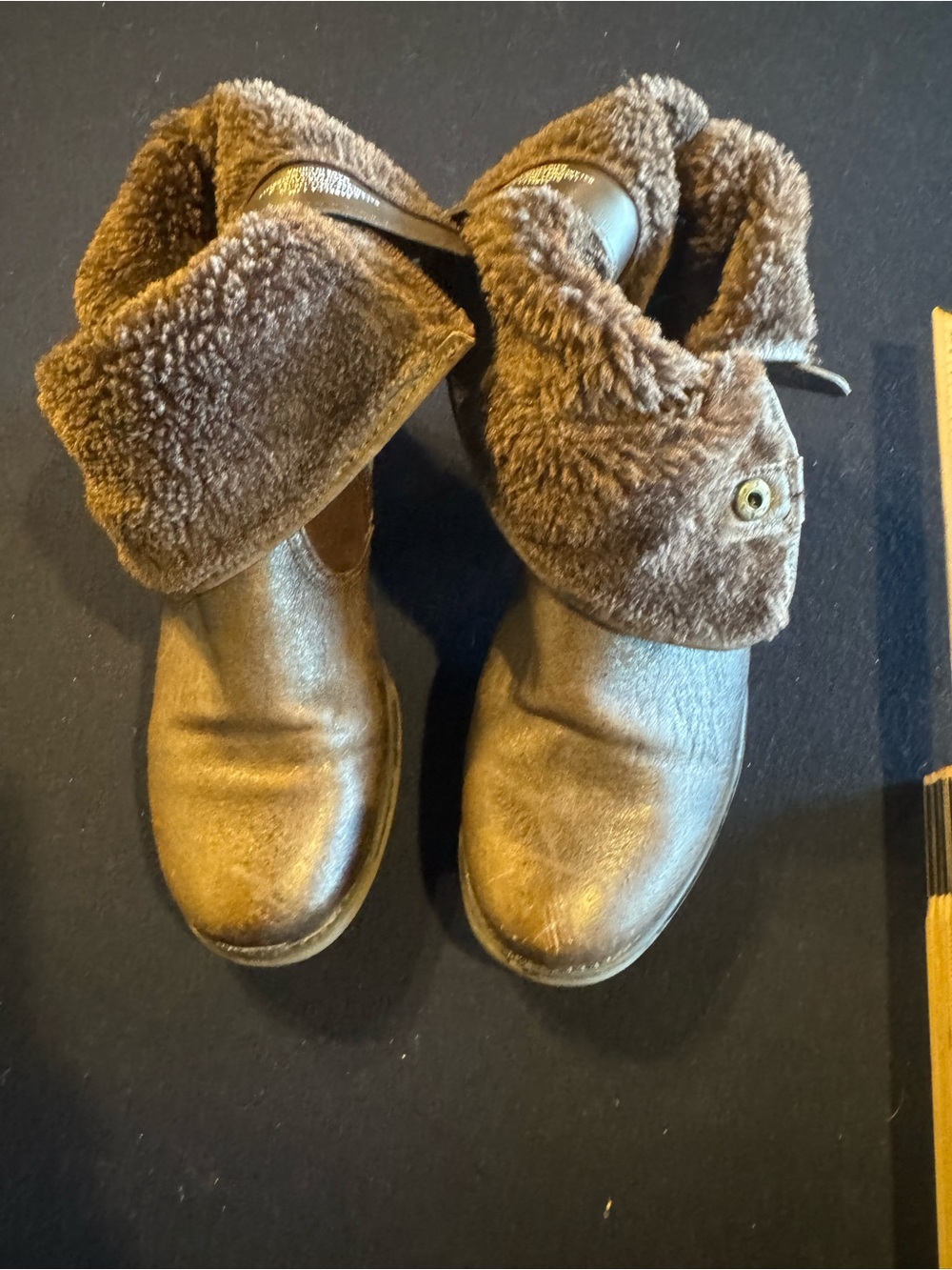 BareTraps Brown Leather & Faux Fur Suede Ankle Boots Sz 6 - Picture 11 of 14